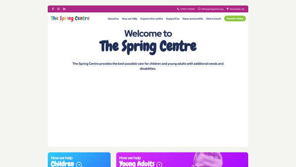 Screenshot of the The Spring Centre Trust Fund website