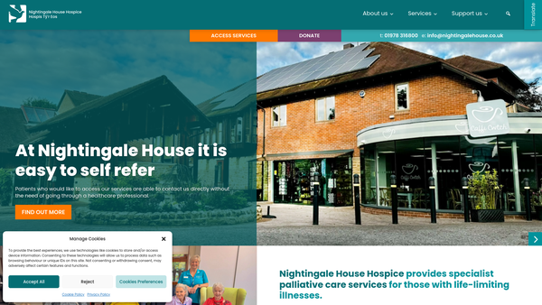 Screenshot of the Nightingale House Hospice website