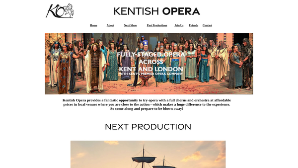 Screenshot of the Kentish Opera website