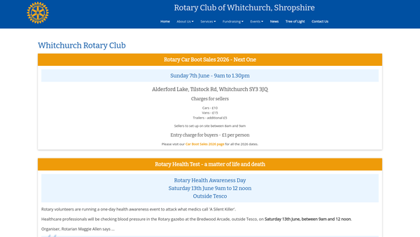 Screenshot of the The Rotary Club Of Whitchurch Trust Fund website