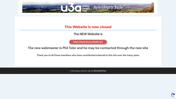 Screenshot of the Aylesbury Vale u3a website