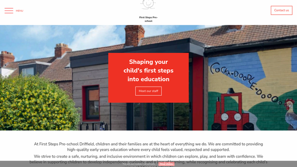 Screenshot of the First Steps Pre-School (Driffield) website
