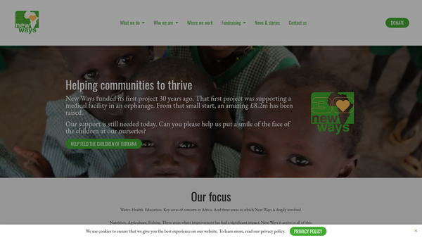 Screenshot of the New Ways website