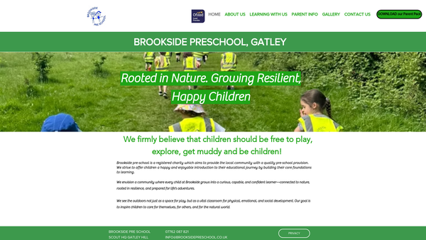 Screenshot of the Brookside Pre-School website