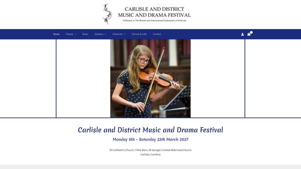 Screenshot of the The Carlisle And District Music And Drama Festival website