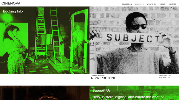 Screenshot of the Cinenova Limited website