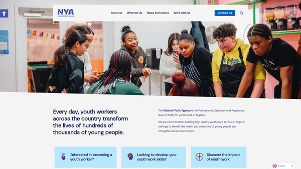 Screenshot of the The National Youth Agency website