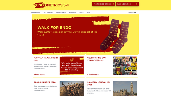 Screenshot of the Endometriosis UK website