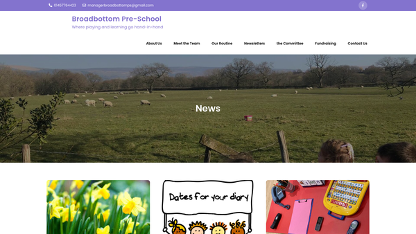 Screenshot of the Broadbottom Pre-School Playgroup website