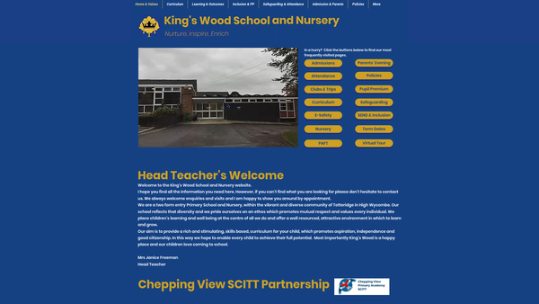 Screenshot of the King's Wood Connect website
