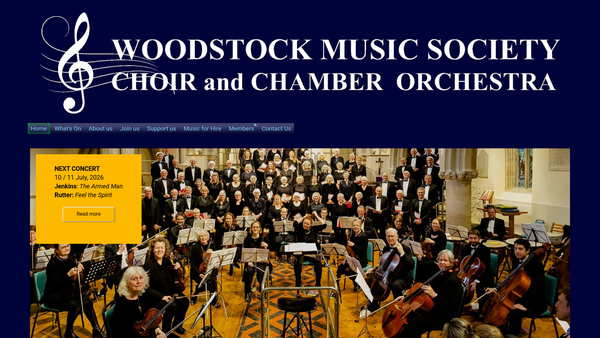Screenshot of the Woodstock Music Society website