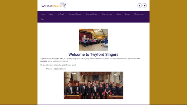 Screenshot of the Twyford Singers website