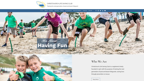 Screenshot of the Christchurch Life Saving Club website