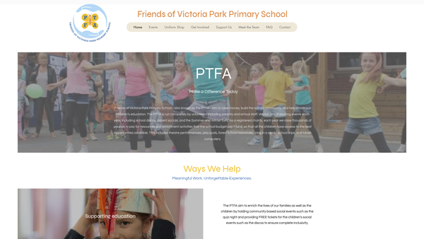 Screenshot of the Friends Of Victoria Park Primary School website