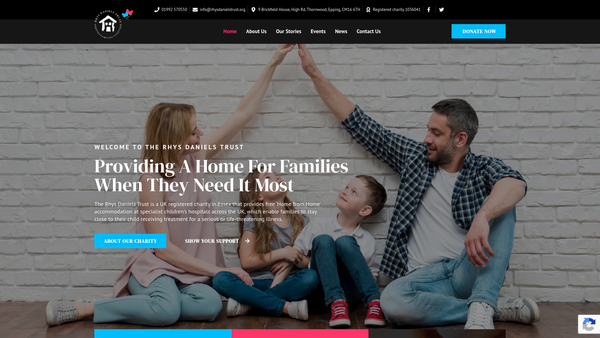 Screenshot of the Rhys Daniels Trust website