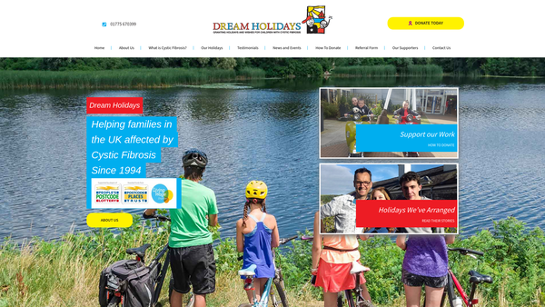 Screenshot of the Children With Cystic Fibrosis-Dream Holidays website