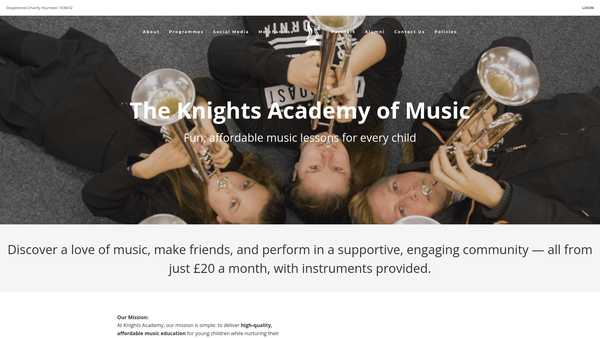 Screenshot of the Black Knights Drum And Bugle Corps website