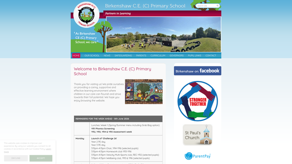Screenshot of the Birkenshaw C E (C) First And Nursery School P T A website