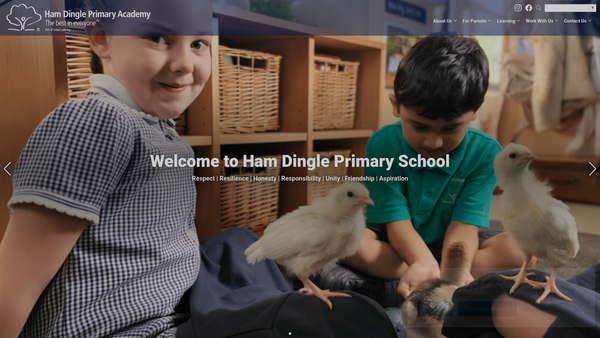 Screenshot of the Ham Dingle Primary School Home/school Association website