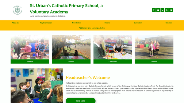 Screenshot of the Saint Urban's R C Primary School Parent Teacher Association website