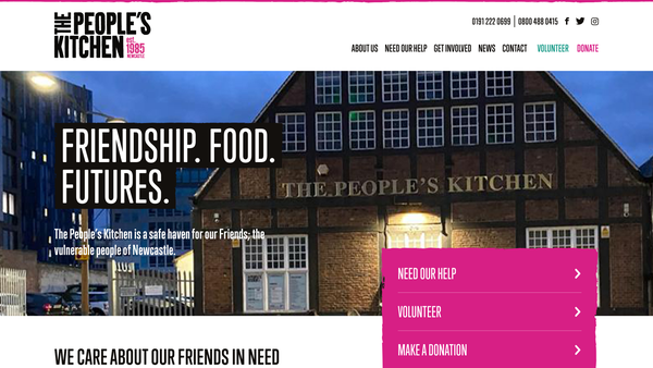 Screenshot of the The People's Kitchen Limited website
