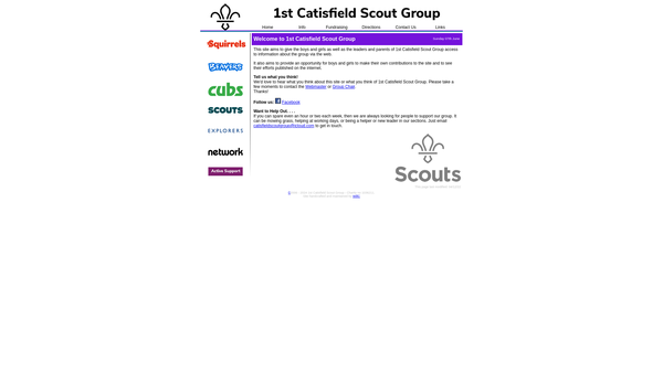 Screenshot of the 1st Catisfield Scout Group website