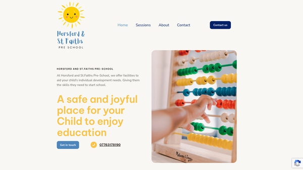 Screenshot of the Horsford & St Faiths Pre-School website