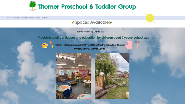 Screenshot of the Thorner Pre-School And Toddler Group website