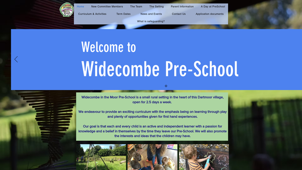 Screenshot of the Widecombe Pre School & Toddlers website