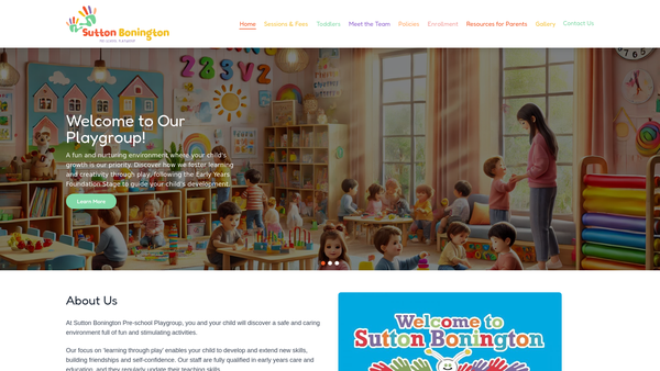 Screenshot of the Sutton Bonington Pre School Playgroup website