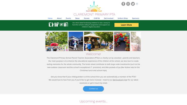 Screenshot of the Claremont County Primary School Parent Teacher Association website