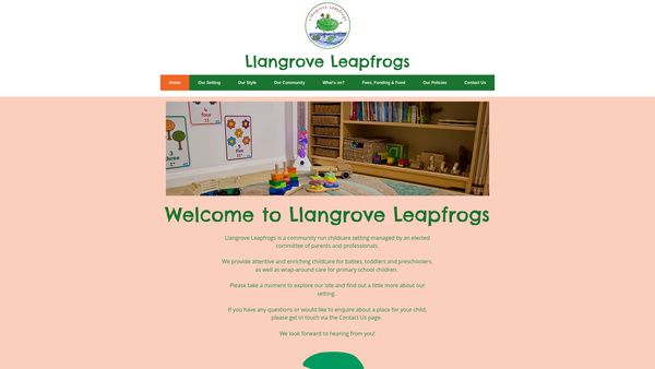 Screenshot of the Llangrove Pre School Playgroup website