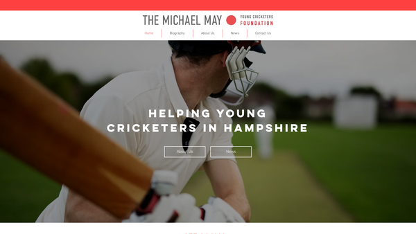 Screenshot of the The Michael May Young Cricketers Foundation website