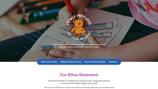 Screenshot of the Crowle Pre-School website