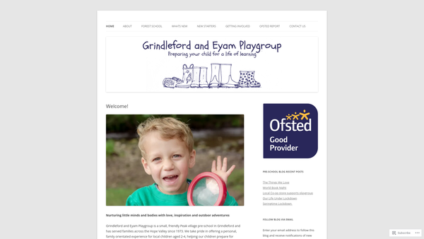 Screenshot of the Grindleford And Eyam Playgroup website
