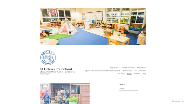Screenshot of the St. Helen's Pre-School website