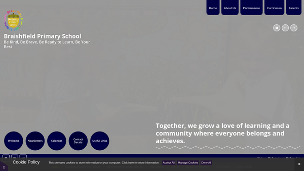 Screenshot of the Braishfield School Association website