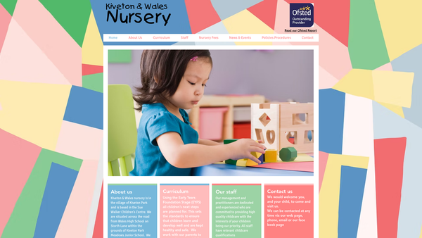 Screenshot of the Kiveton & Wales Nursery website