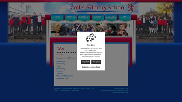 Screenshot of the Collis School Association website