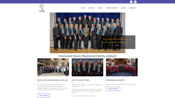 Screenshot of the Charnwood Voices website