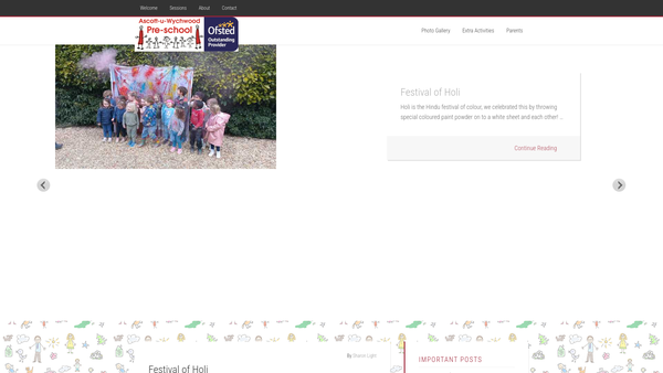 Screenshot of the Ascott - Under - Wychwood Pre - School website