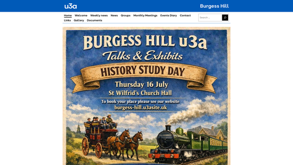 Screenshot of the Burgess Hill U3A website