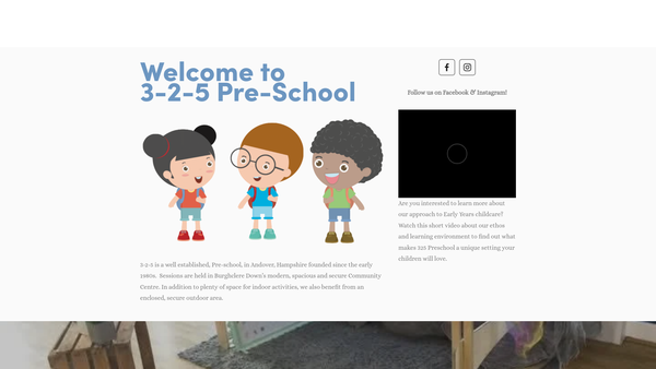 Screenshot of the 3-2-5 Pre-School Playgroup website