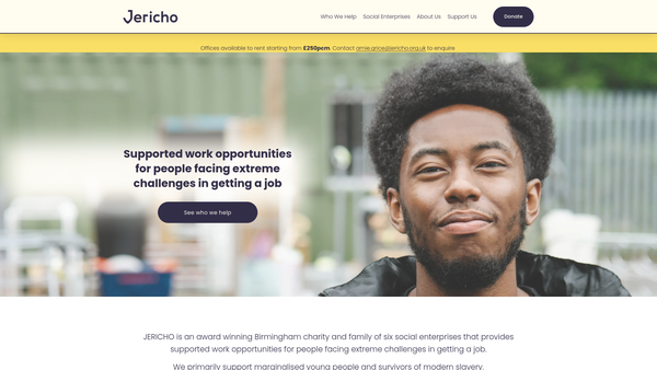 Screenshot of the The Jericho Foundation website