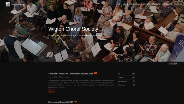Screenshot of the The Wigton Choral Society website