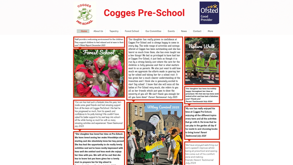 Screenshot of the Cogges Under Fives Association website