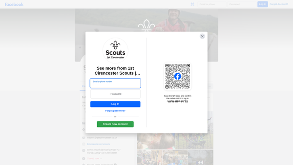 Screenshot of the 1st Cirencester Scouts website
