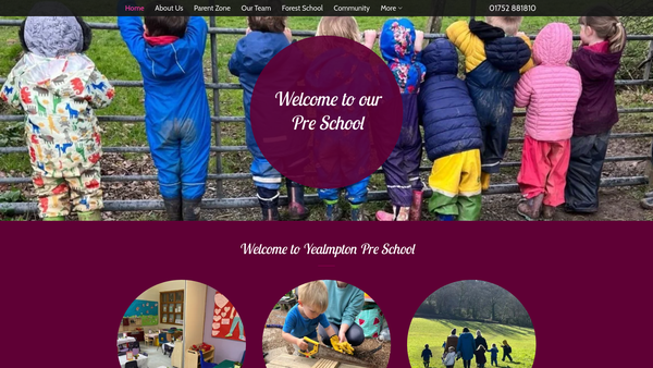 Screenshot of the Yealmpton Pre-School website