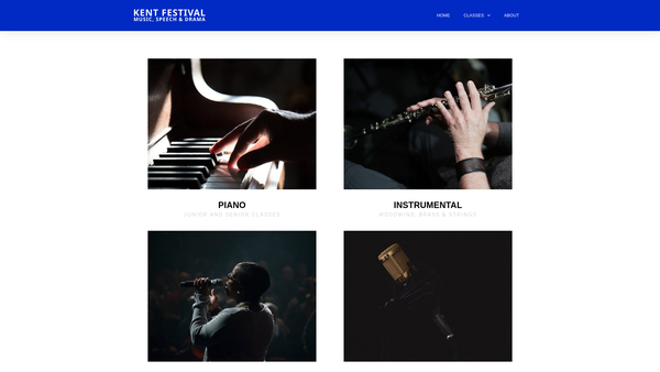 Screenshot of the Kent Festival Of Music, Speech And Drama - A Competitive And Celebratory Event website