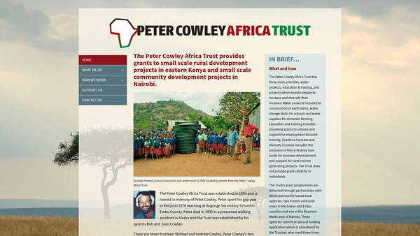 Screenshot of the Peter Cowley Africa Trust website
